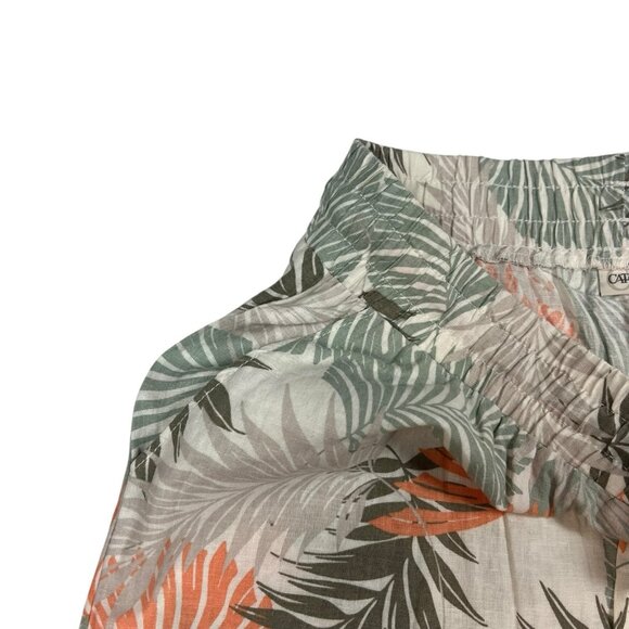 Cato Hi-Rise Cropped Linen Pants Size Large Wide Leg Capri Culotte Ruffle Hem - Picture 9 of 11